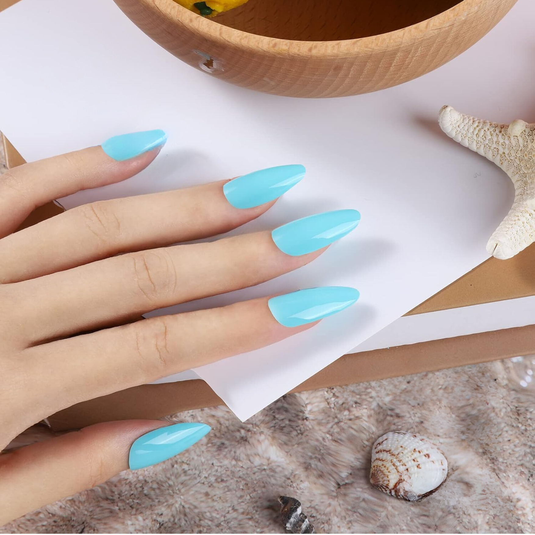 288pcs Almond Glossy Acrylic Glue-On Nails Kit with 12 Colors and Nail Glue – Free Shipping