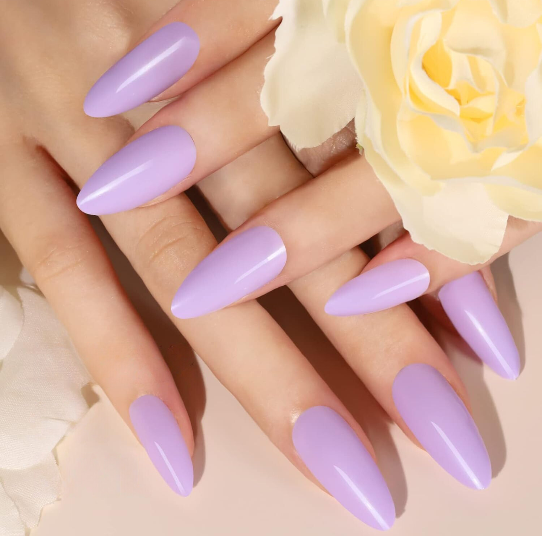 288pcs Almond Glossy Acrylic Glue-On Nails Kit with 12 Colors and Nail Glue – Free Shipping
