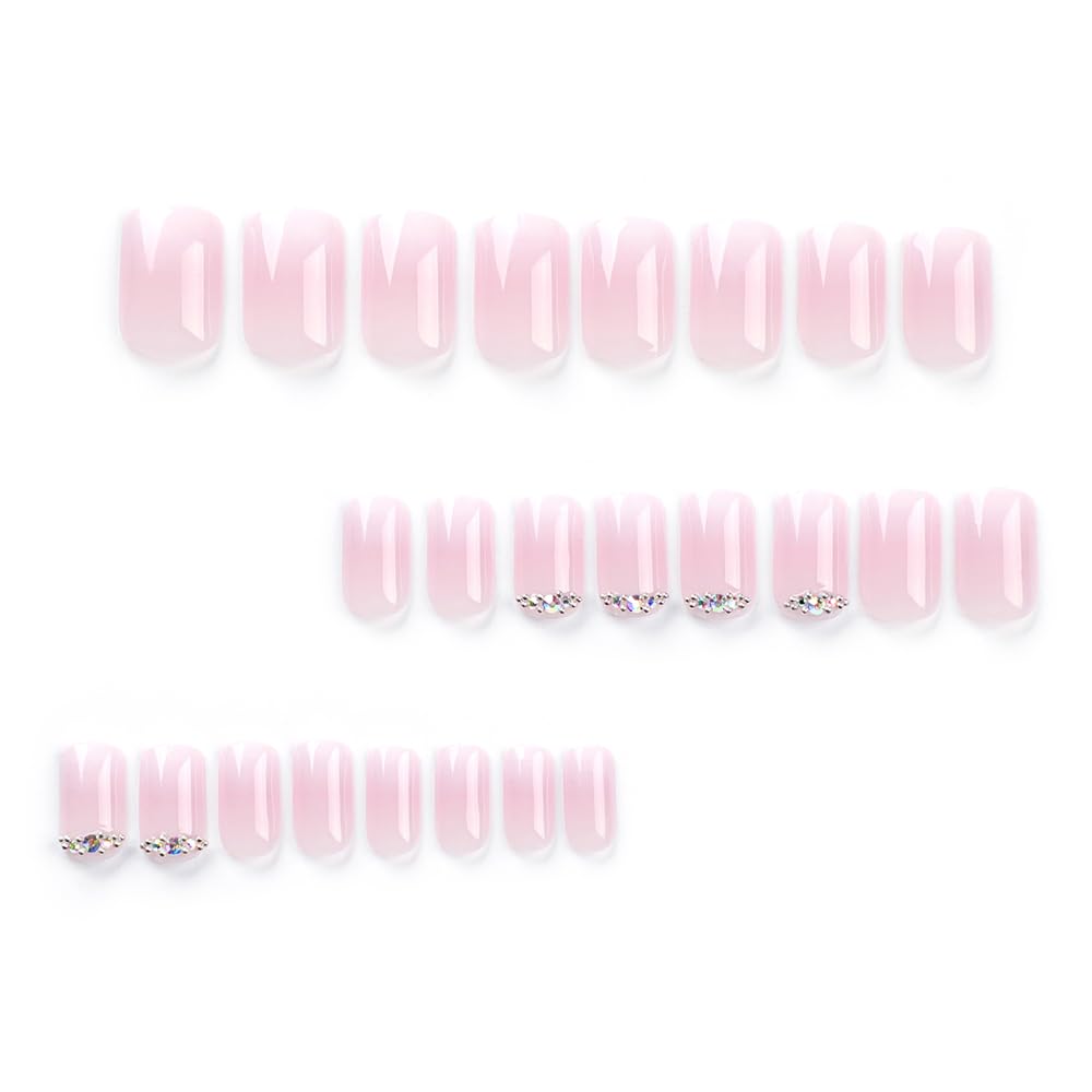 Elegant Rhinestone Ombre Press-On Nails Square Acrylic Fake Nails - Free Shipping
