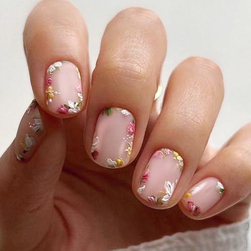 Elegant Delicate Flower Press-On Nail Acrylic False Fake Nails - Free Shipping