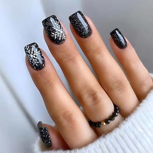 Christmas Hat Bow Design Press-On Nails Short Square Acrylic Set 24pcs Stick-On Manicure-Free Shipping - Lady Luana Luxe Nails