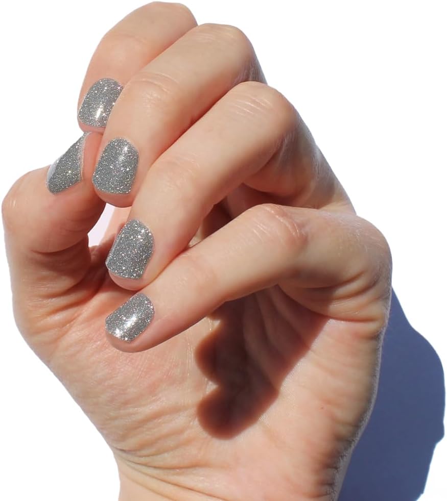 Dazzling Silver Glitter Square Press-On Nails Acrylic Fake Nails - Free Shipping