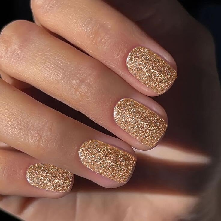 Sparkling Gold Glitter Square Press-On Nails Acrylic Fake Nails - Free Shipping