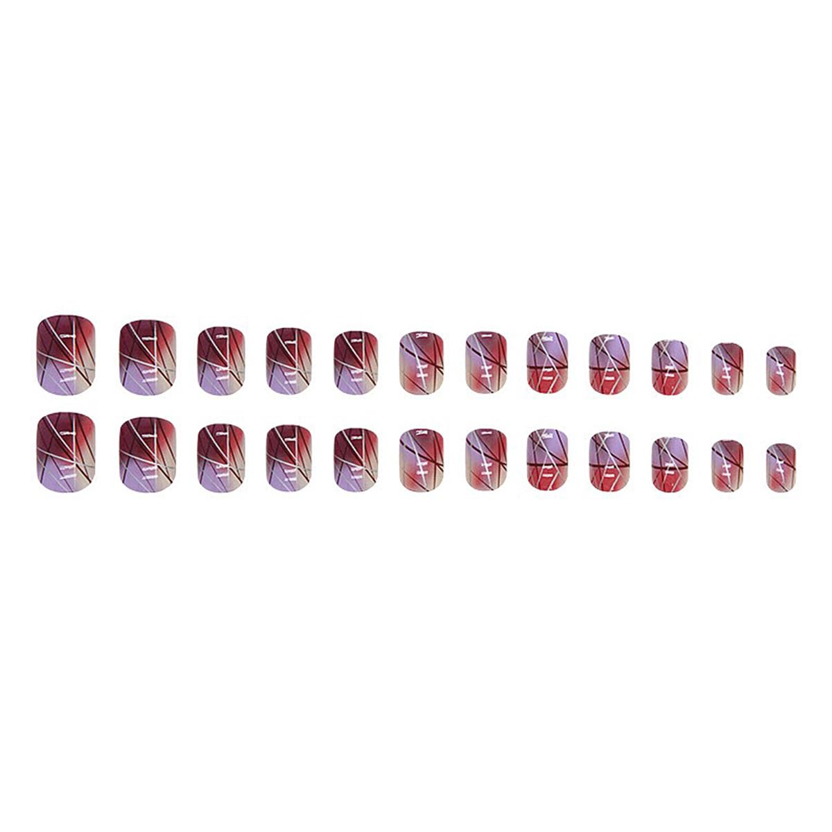 Chic Gradient Glossy Press-On Nails Short Square Acrylic False Nails - Free Shipping