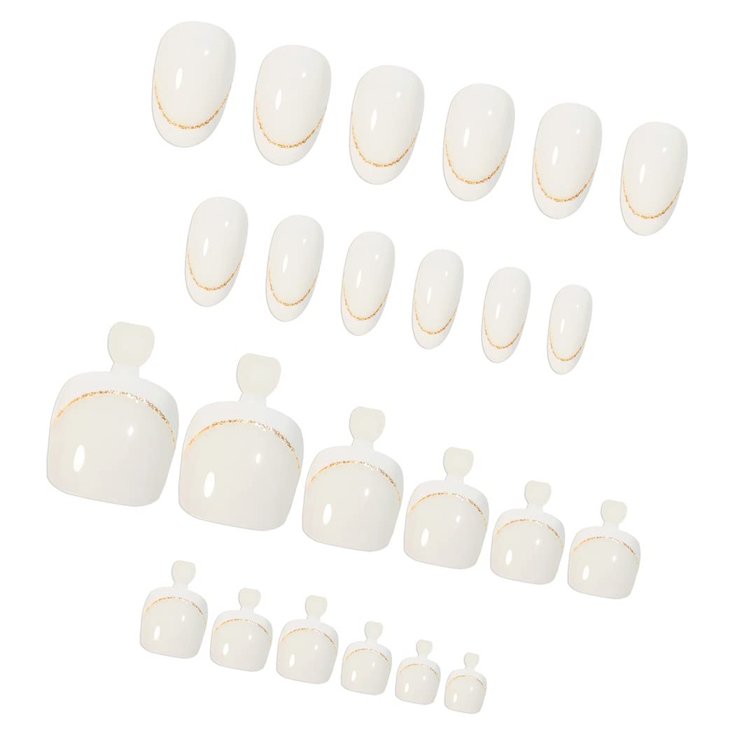 Stylish Silver Press-On Nail Set For Fingers And Toes, Shimmer And Glossy Finish-Free Shipping - Lady Luana Luxe Nails