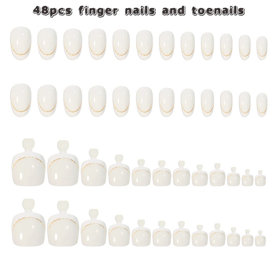 Stylish Silver Press-On Nail Set For Fingers And Toes, Shimmer And Glossy Finish-Free Shipping - Lady Luana Luxe Nails