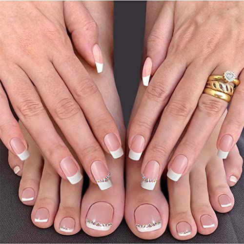 Chic Yellow Rhinestone Press-On Nail Set For Fingers And Toes, Shimmer And Glossy Finish-Free Shipping - Lady Luana Luxe Nails