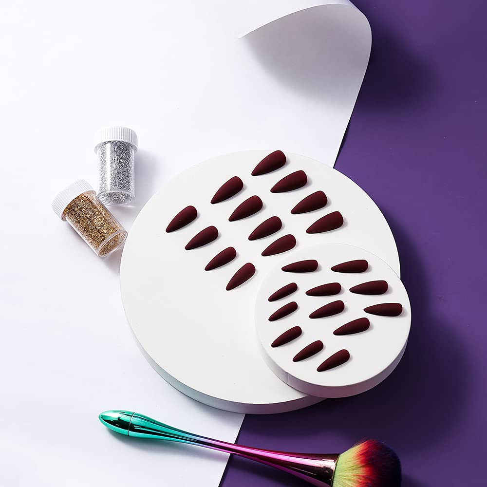 Elegant Black Medium Matte Stiletto Press-On Fake Nails–Trendy Artificial Manicure for Effortless Style-Free Shipping