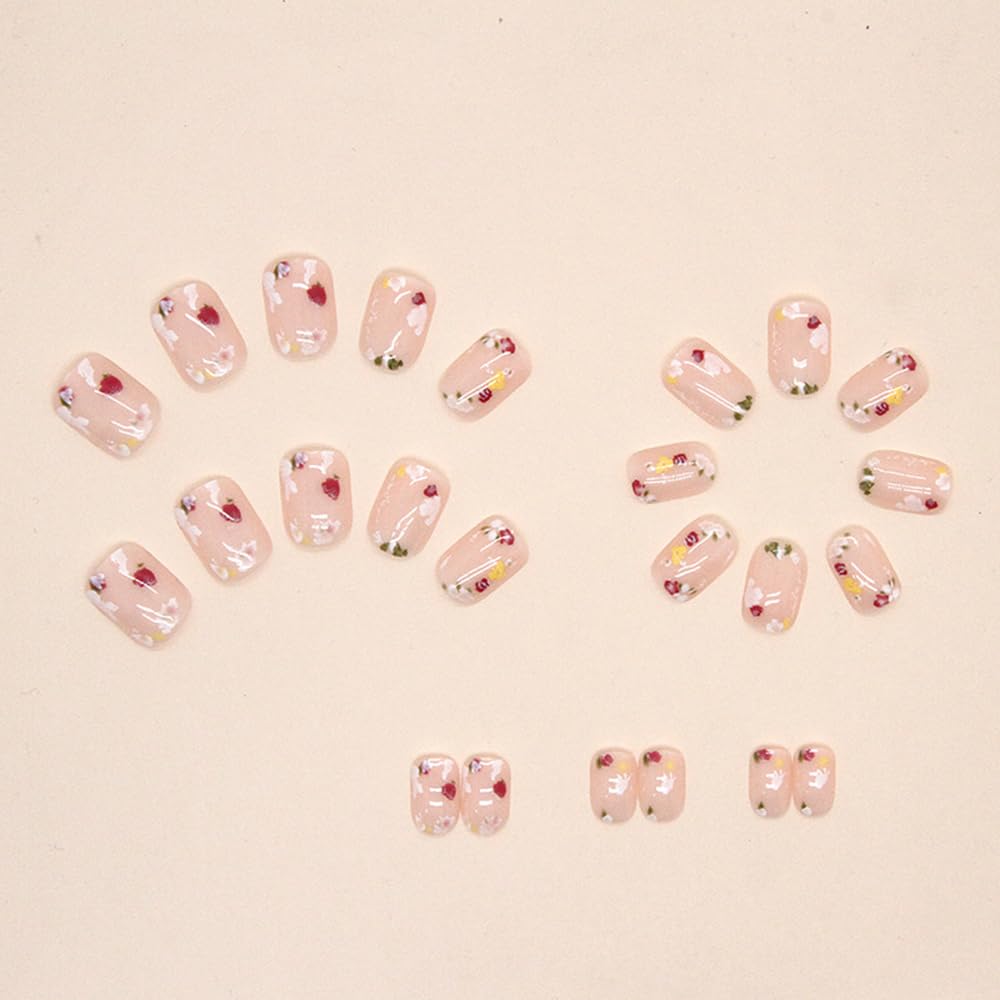 Elegant Delicate Flower Press-On Nail Acrylic False Fake Nails - Free Shipping