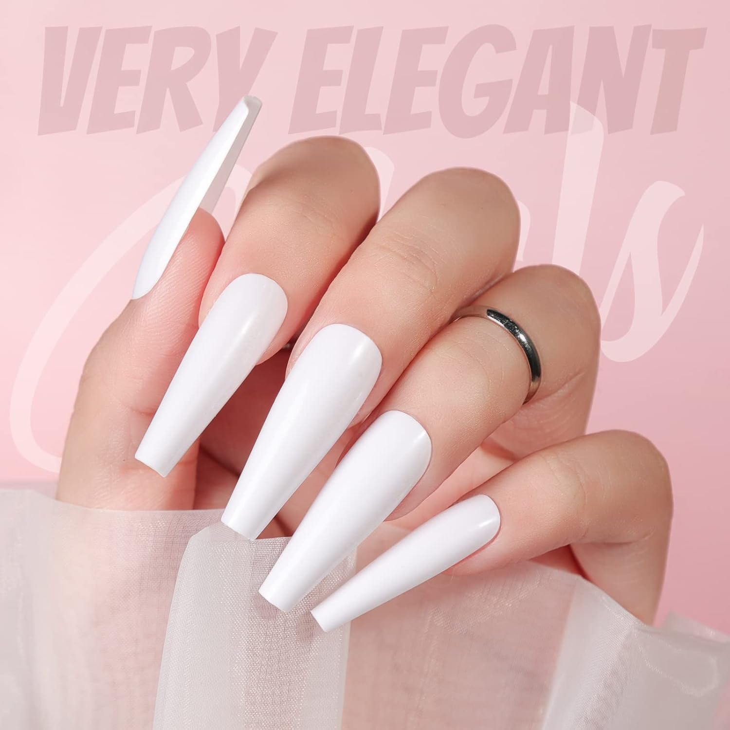 240pcs Glossy Long Coffin Acrylic False Nails Glue 12 Full Cover Press-On Set – Free Shipping
