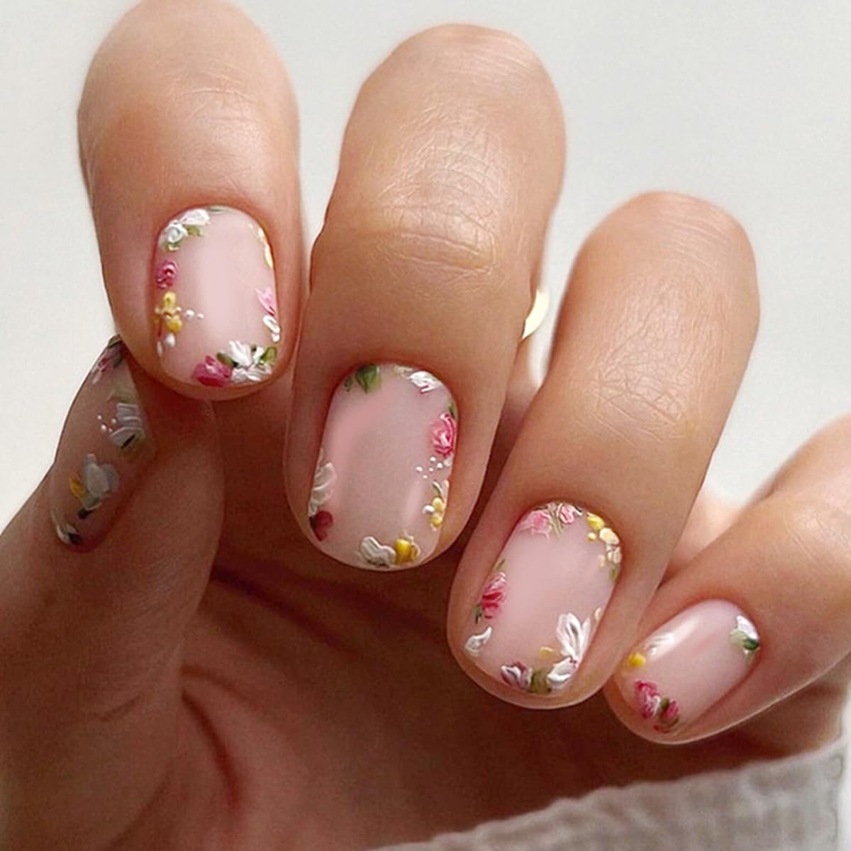 Elegant Delicate Flower Press-On Nail Acrylic False Fake Nails - Free Shipping