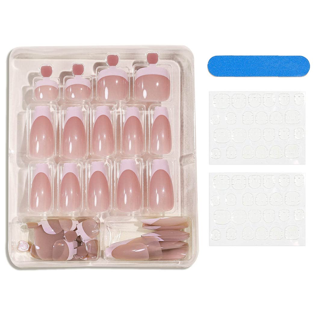 Red French Nude Press-On Nail Set For Fingers And Toes, Shimmer And Glossy Finish-Free Shipping - Lady Luana Luxe Nails