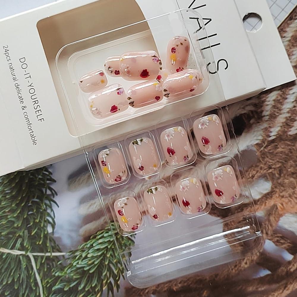 Elegant Delicate Flower Press-On Nail Acrylic False Fake Nails - Free Shipping