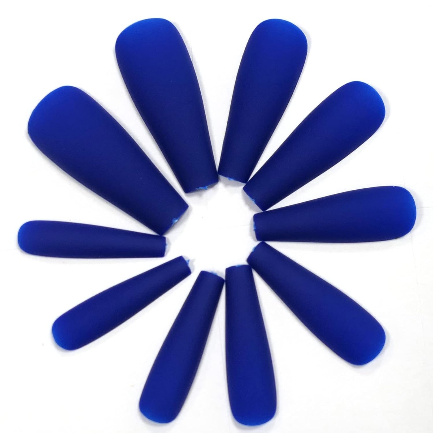 Blue Matte Long Coffin Press-On Nails Acrylic Full Cover Fake Nails – Free Shipping