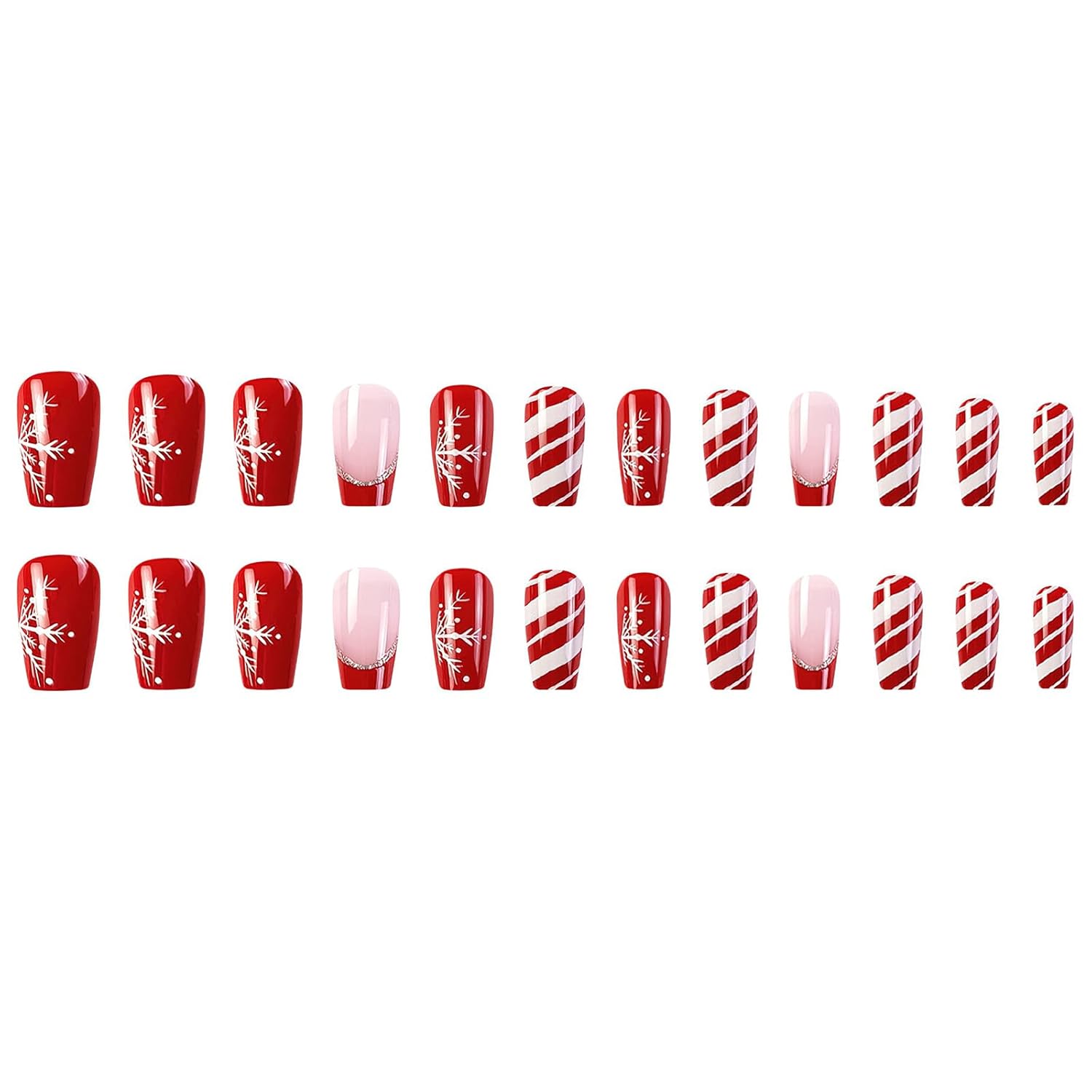 Christmas Hat Bow Design Press-On Nails Short Square Acrylic Set 24pcs Stick-On Manicure-Free Shipping - Lady Luana Luxe Nails