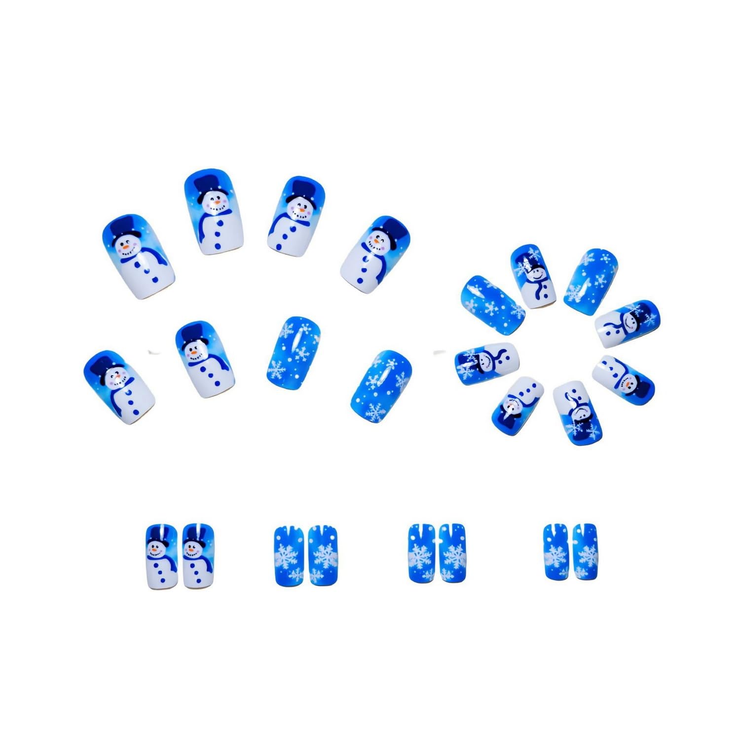 Snowman Snowflake Glossy Christmas Square Press-On Nail Set Acrylic Fake Nails-Free Shipping