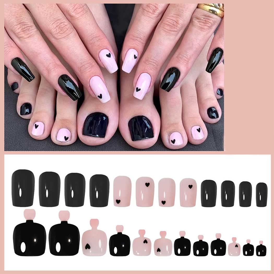 Stylish Pink Press-On Nail Set For Fingers And Toes, Shimmer And Glossy Finish-Free Shipping - Lady Luana Luxe Nails