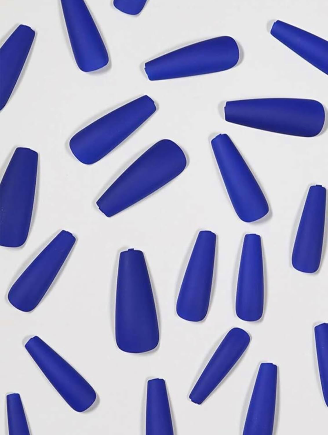 Blue Matte Long Coffin Press-On Nails Acrylic Full Cover Fake Nails – Free Shipping