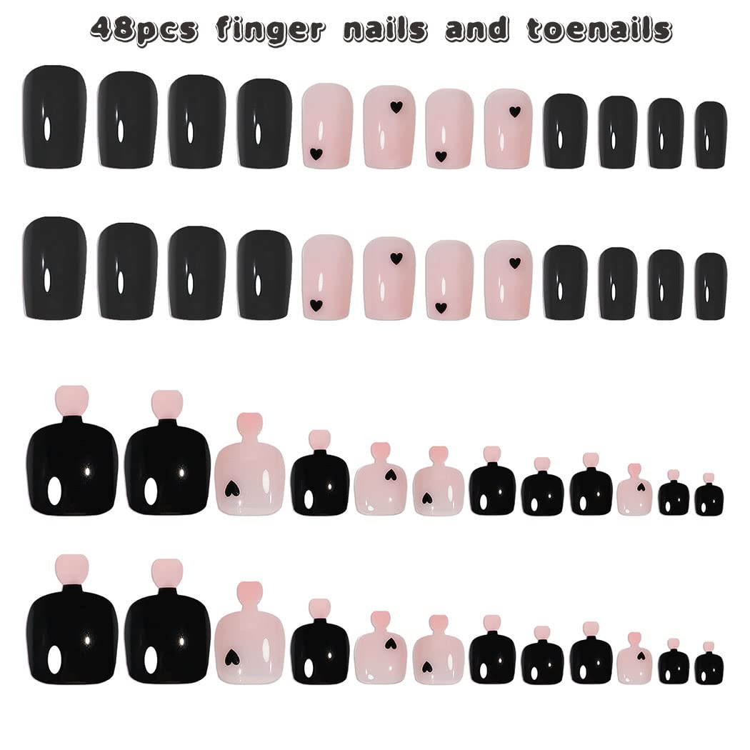 Stylish Pink Press-On Nail Set For Fingers And Toes, Shimmer And Glossy Finish-Free Shipping - Lady Luana Luxe Nails
