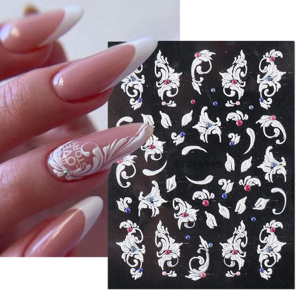 Exquisite Pink White Floral 5-D Nail Art Stickers - Self-adhesive Luxurious Decorations, Free Shipping - Lady Luana Luxe Nails