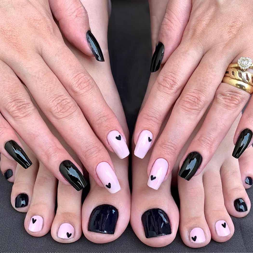 Stylish Pink Press-On Nail Set For Fingers And Toes, Shimmer And Glossy Finish-Free Shipping - Lady Luana Luxe Nails