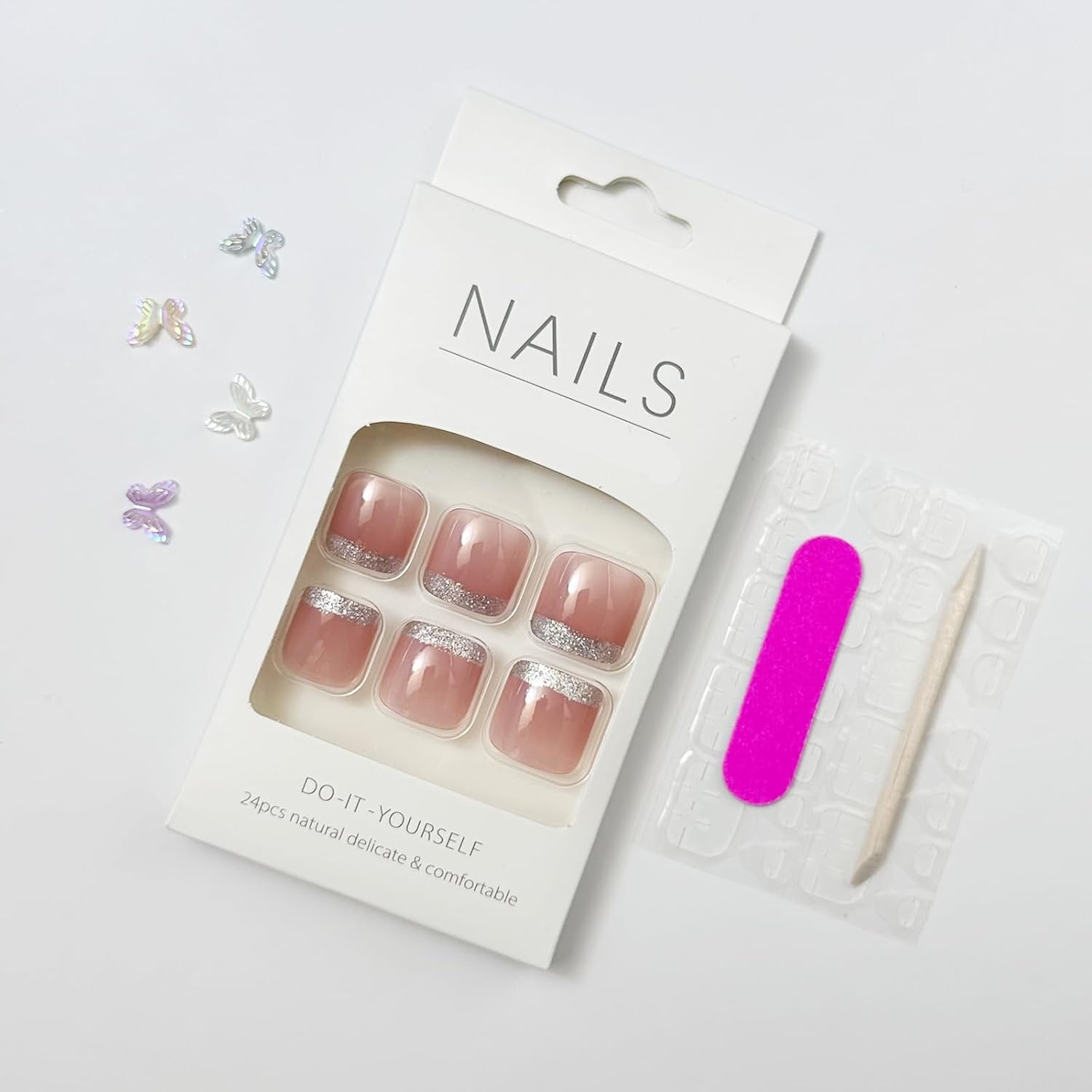 French Rhinestone Press-On Toenails Trendy Full Cover Designs Acrylic Fake Nails-Free Shipping - Lady Luana Luxe Nails