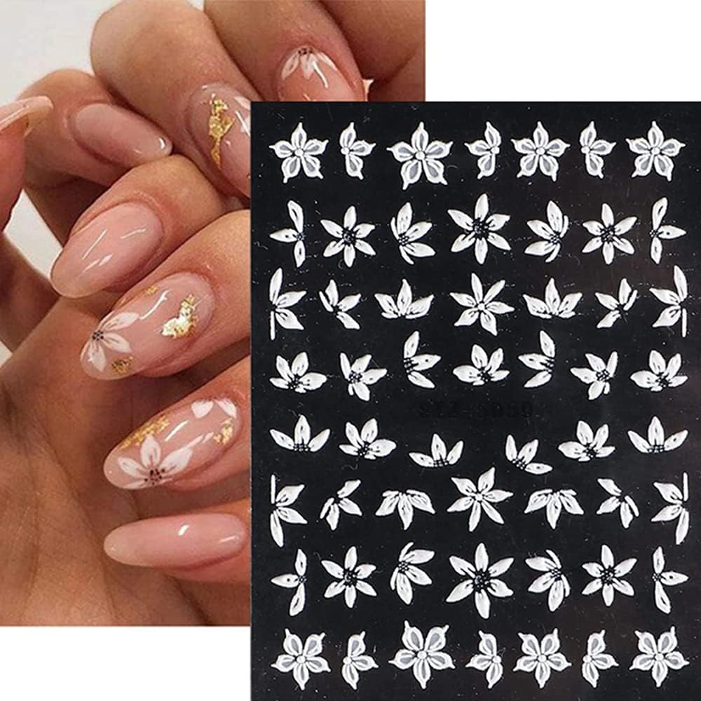 Exquisite Pink White Floral 5-D Nail Art Stickers - Self-adhesive Luxurious Decorations, Free Shipping - Lady Luana Luxe Nails