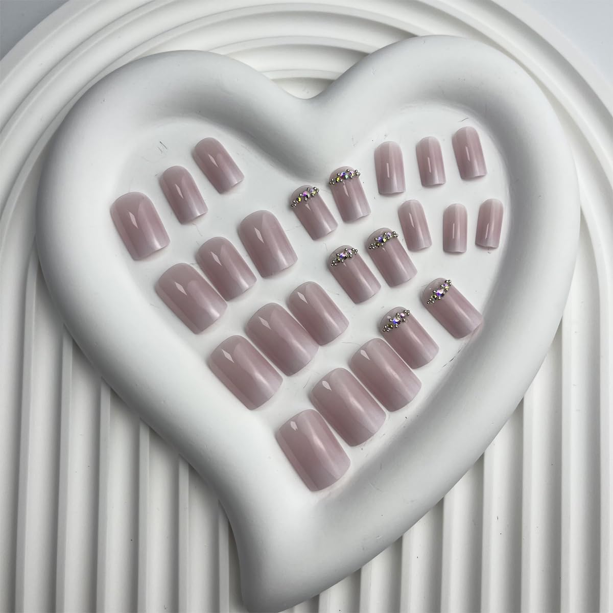 Elegant Rhinestone Ombre Press-On Nails Square Acrylic Fake Nails - Free Shipping