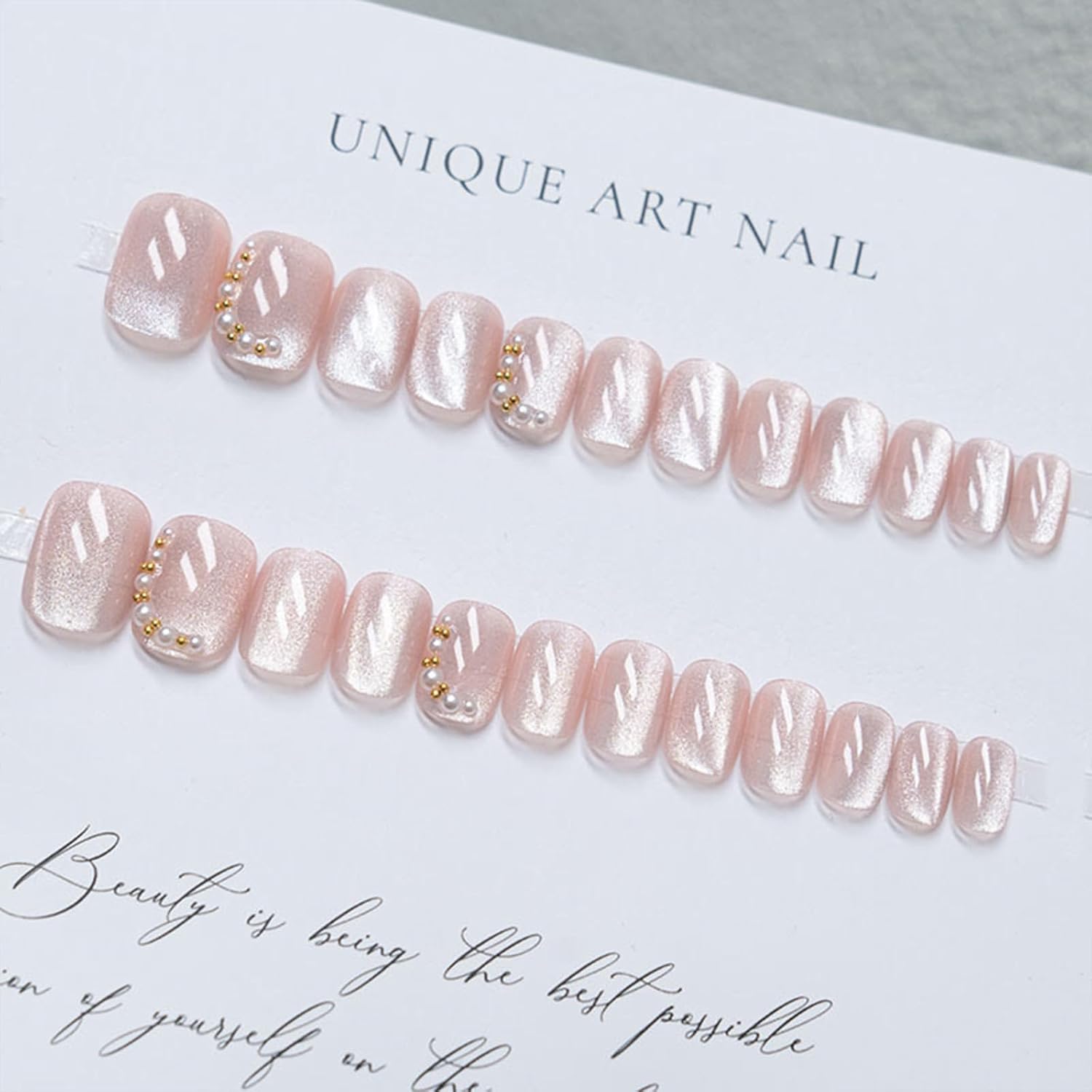 Pearl Rhinestones Glitter Press-On Nails Glitter Acrylic False Nails - Free Shipping
