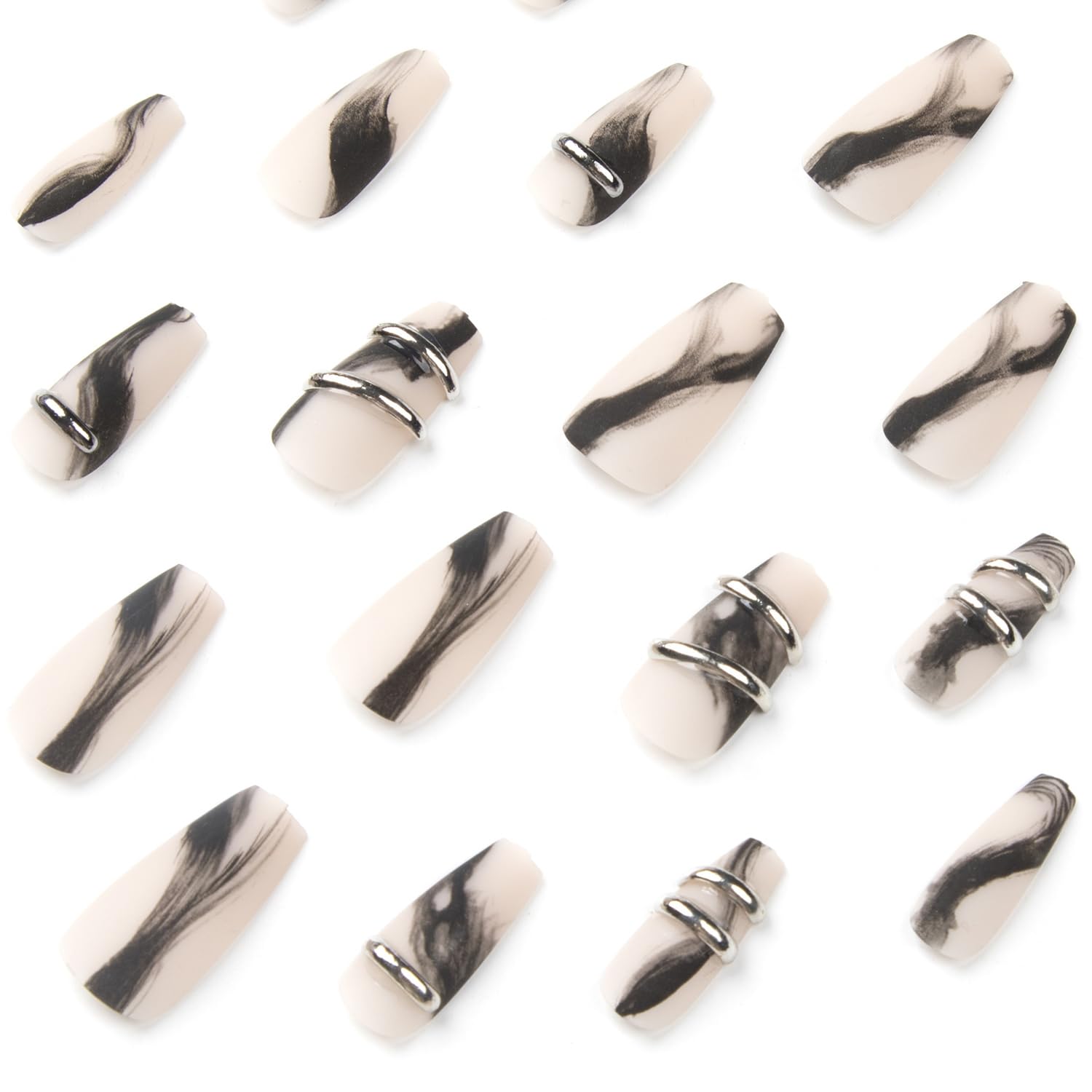 Edgy Coffin Press-On Nails with Frosted Finish and Unique Design – Free Shipping