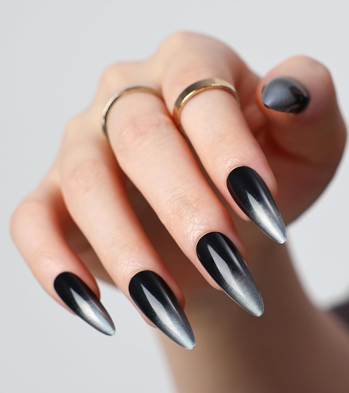 Elegant Black Medium Matte Stiletto Press-On Fake Nails–Trendy Artificial Manicure for Effortless Style-Free Shipping