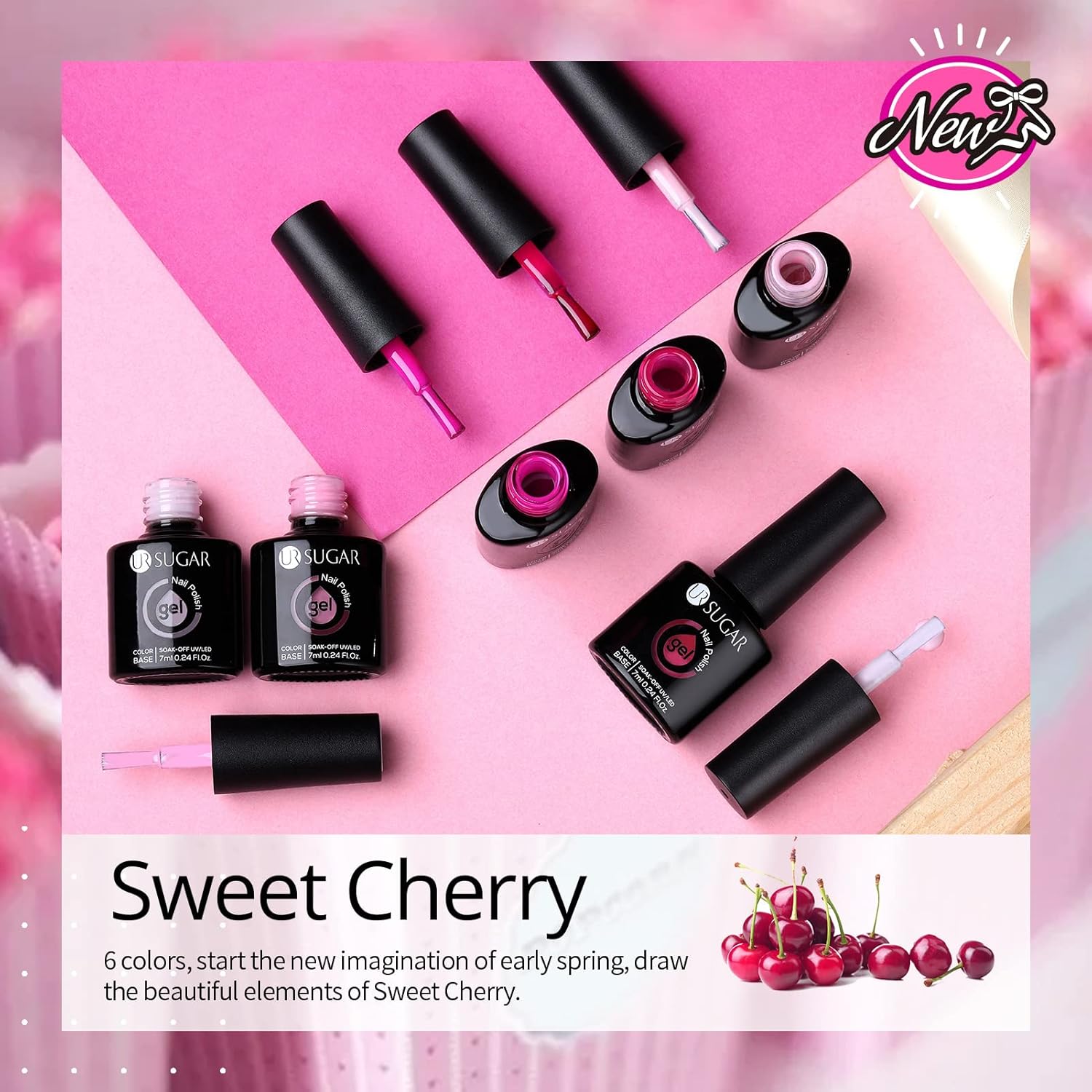Sweet Pink 6 Set Gel Nail Polish Long-Lasting Manicure Essentials-Free Shipping - Lady Luana Luxe Nails