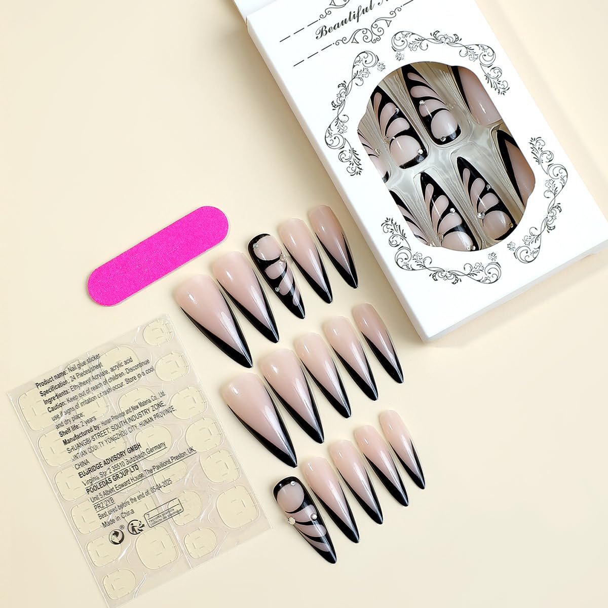 Stiletto Black Brown Fake Nails Gothic Goth-Free Shipping - Lady Luana Luxe Nails