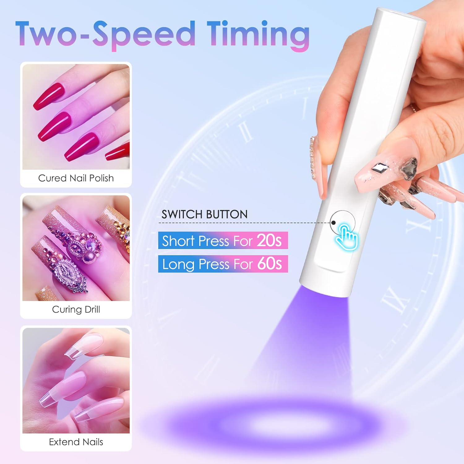 Mini Light Pen Portable UV LED Gel Nail Lamp for Salon-Worthy Manicures - Lady Luana Luxe Nails