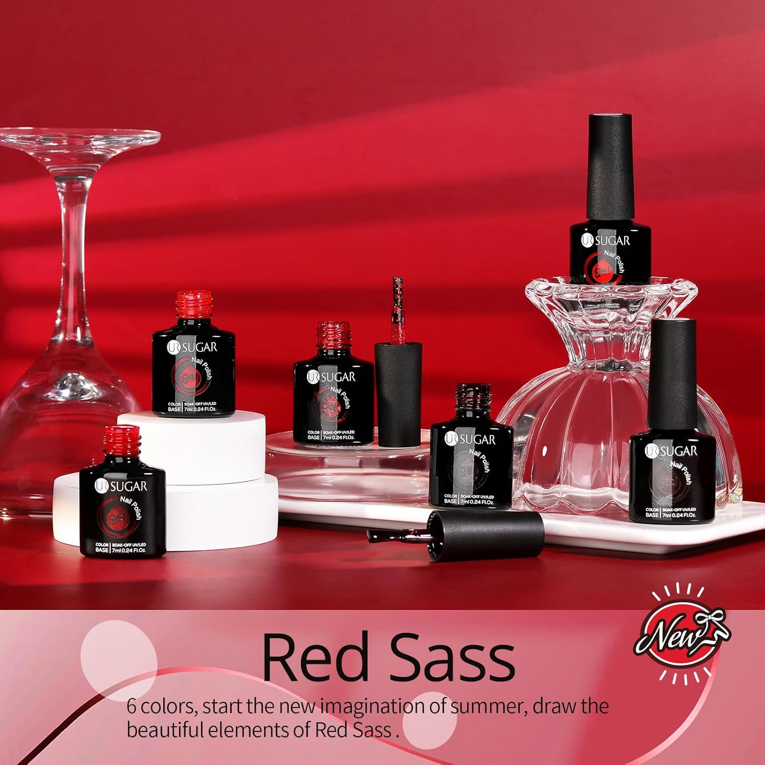 Red Glitter & Gloss Gel Nail Polish Long -Lasting Manicure Essentials-Free Shipping - Lady Luana Luxe Nails