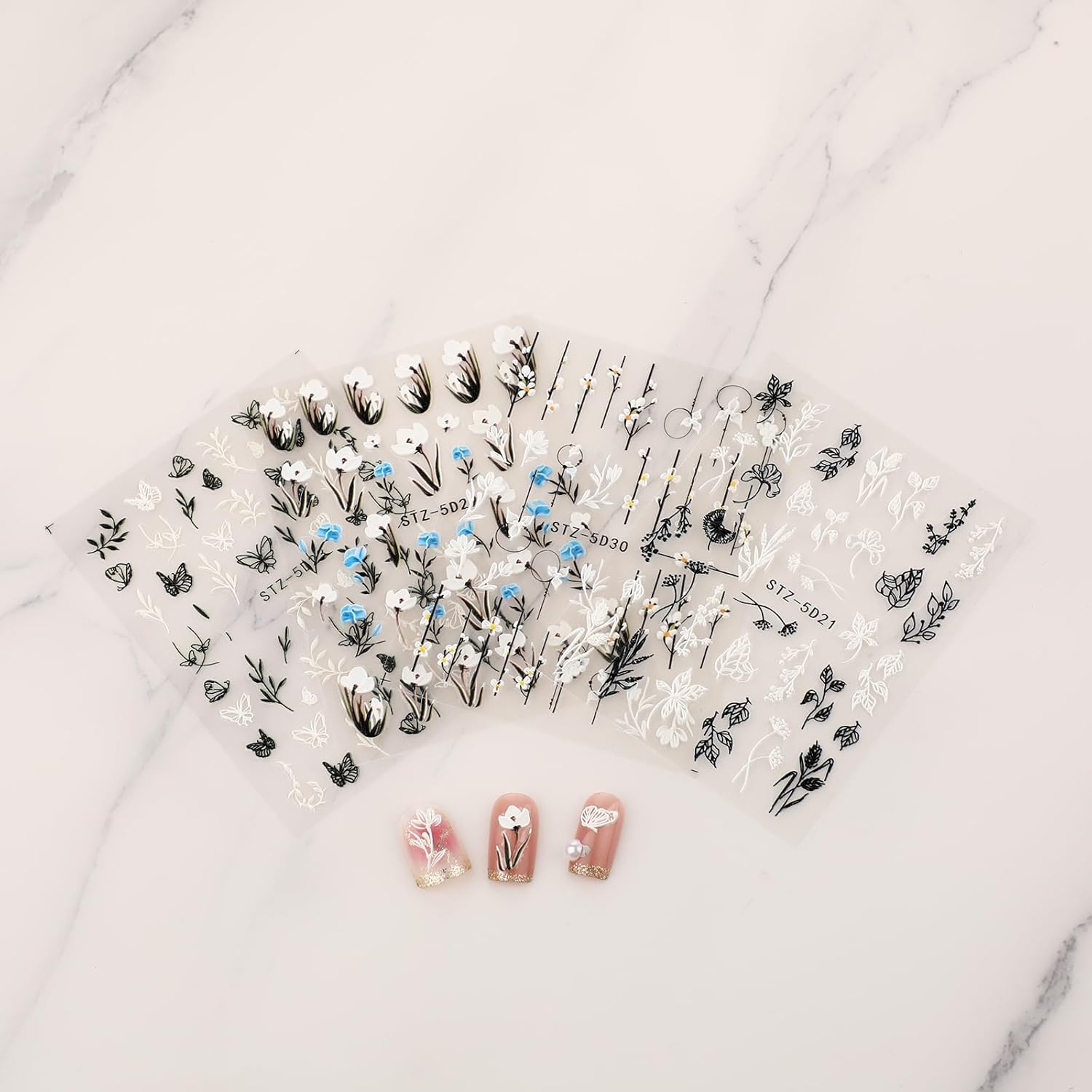 Floral Nail Sticker Set - Self Adhesive Flower Designs for DIY Nail Art, Free Shipping - Lady Luana Luxe Nails