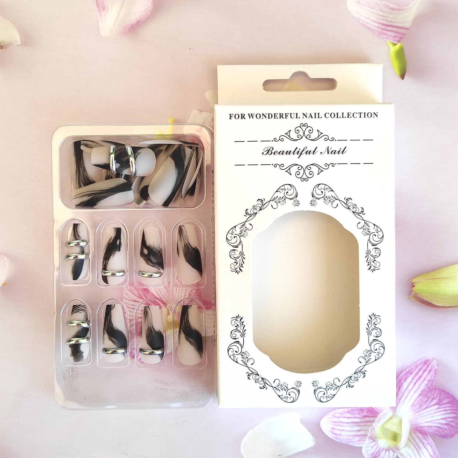 Edgy Coffin Press-On Nails with Frosted Finish and Unique Design – Free Shipping
