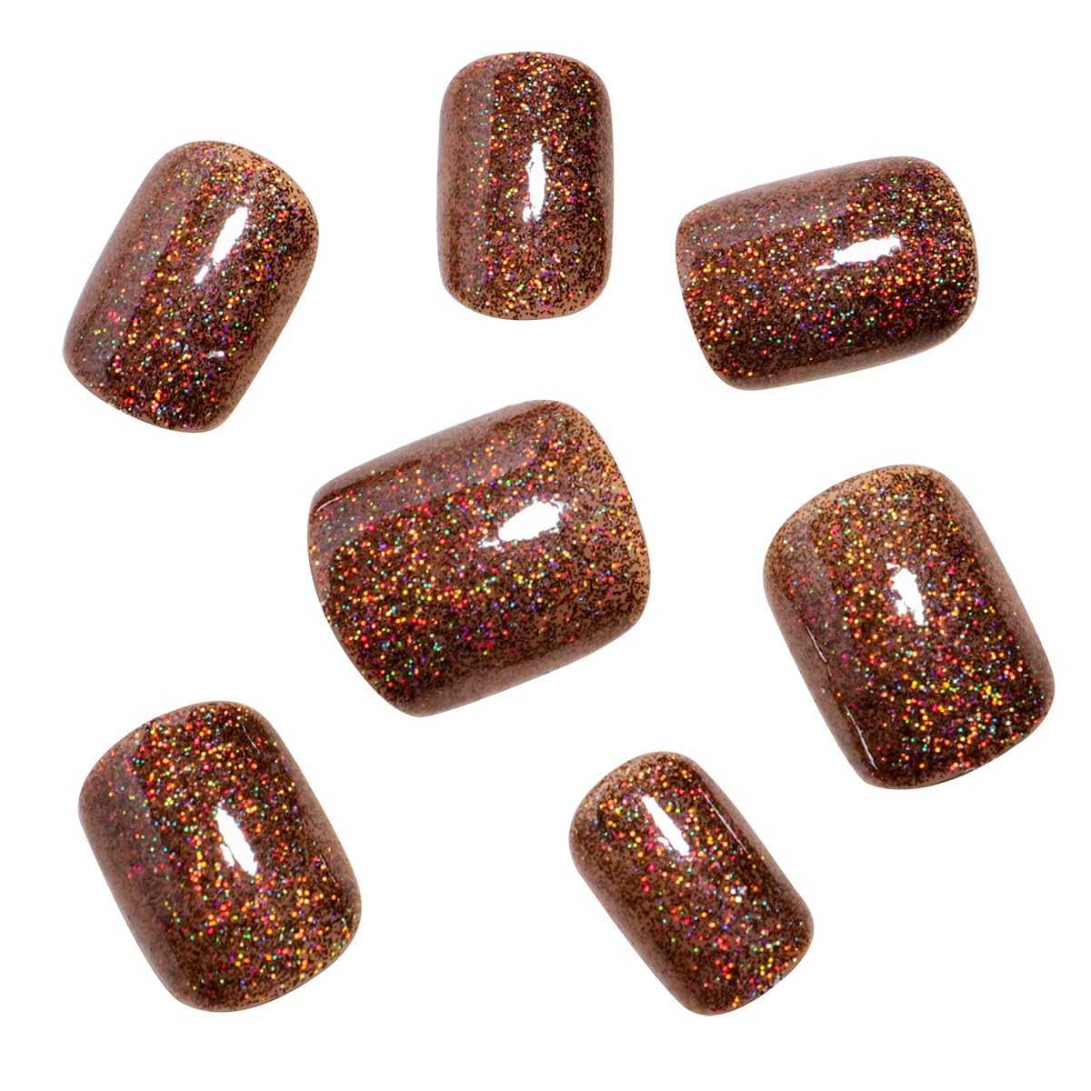 Brown Glitter Square Press-On Nails Acrylic Glitter False Nails – Free Shipping