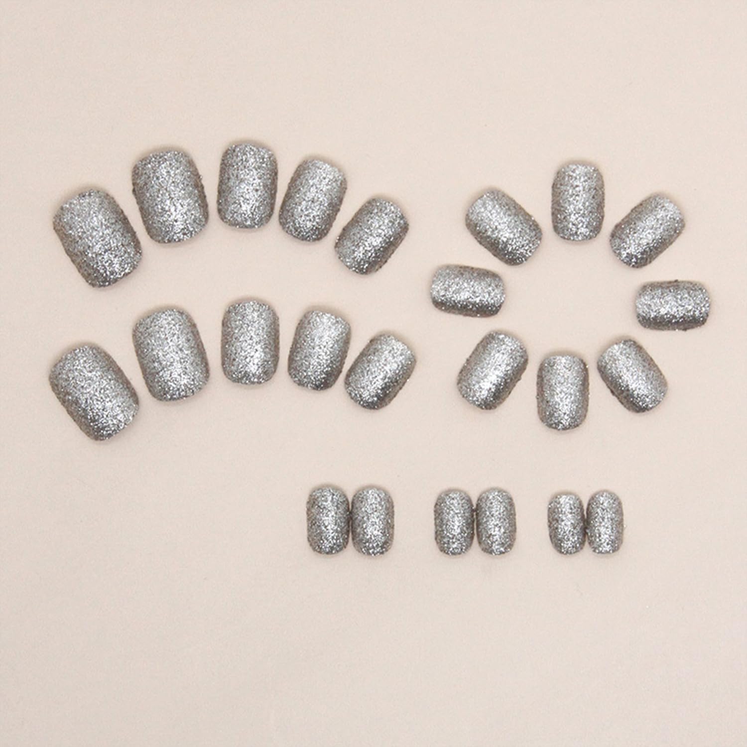 Dazzling Silver Glitter Square Press-On Nails Acrylic Fake Nails - Free Shipping