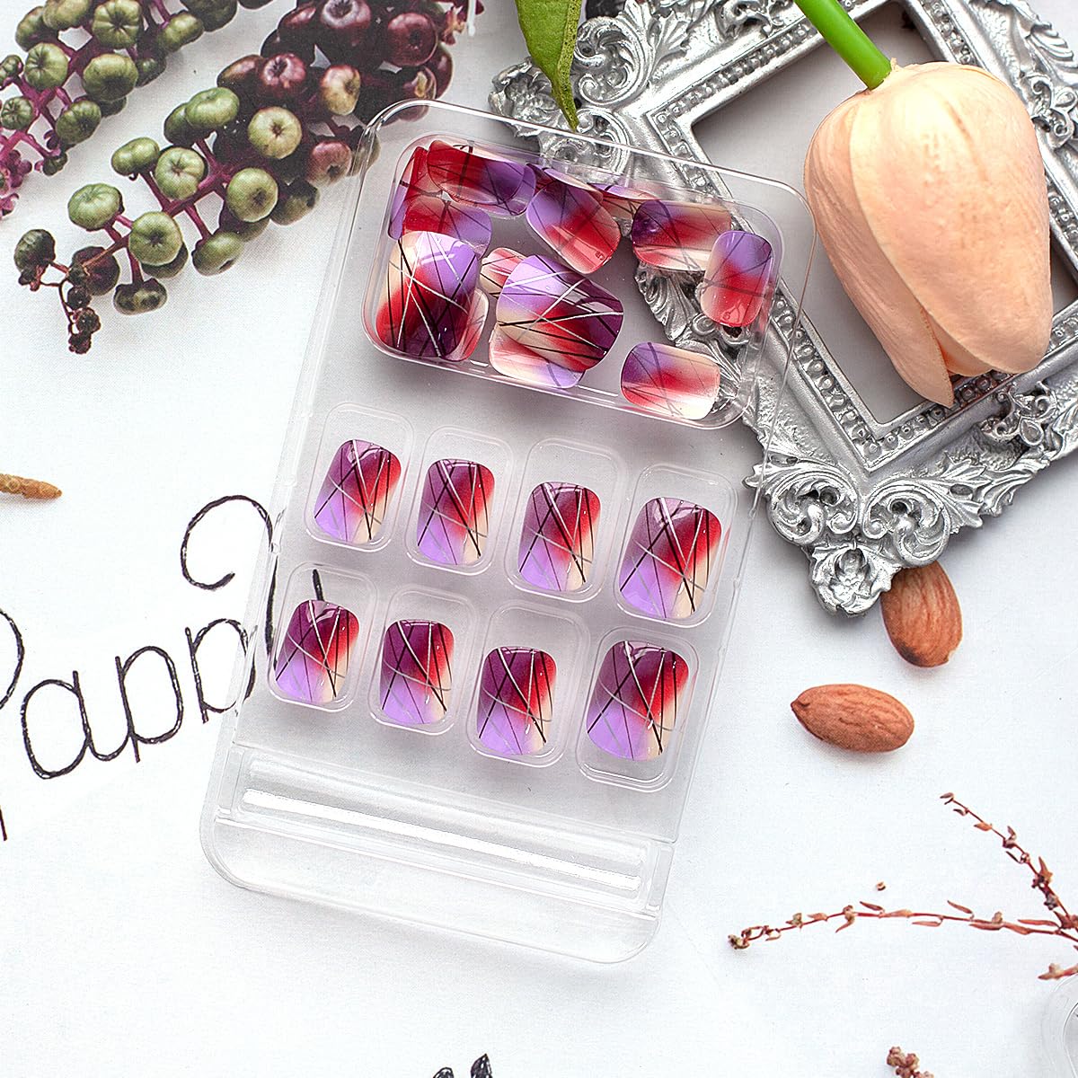 Chic Gradient Glossy Press-On Nails Short Square Acrylic False Nails - Free Shipping