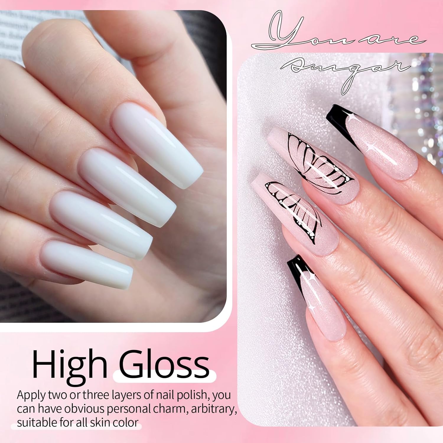 Pink Base 4 in 1 Builder Gel Nail Polish Long -Lasting 6 Set Manicure Essentials-Free Shipping - Lady Luana Luxe Nails
