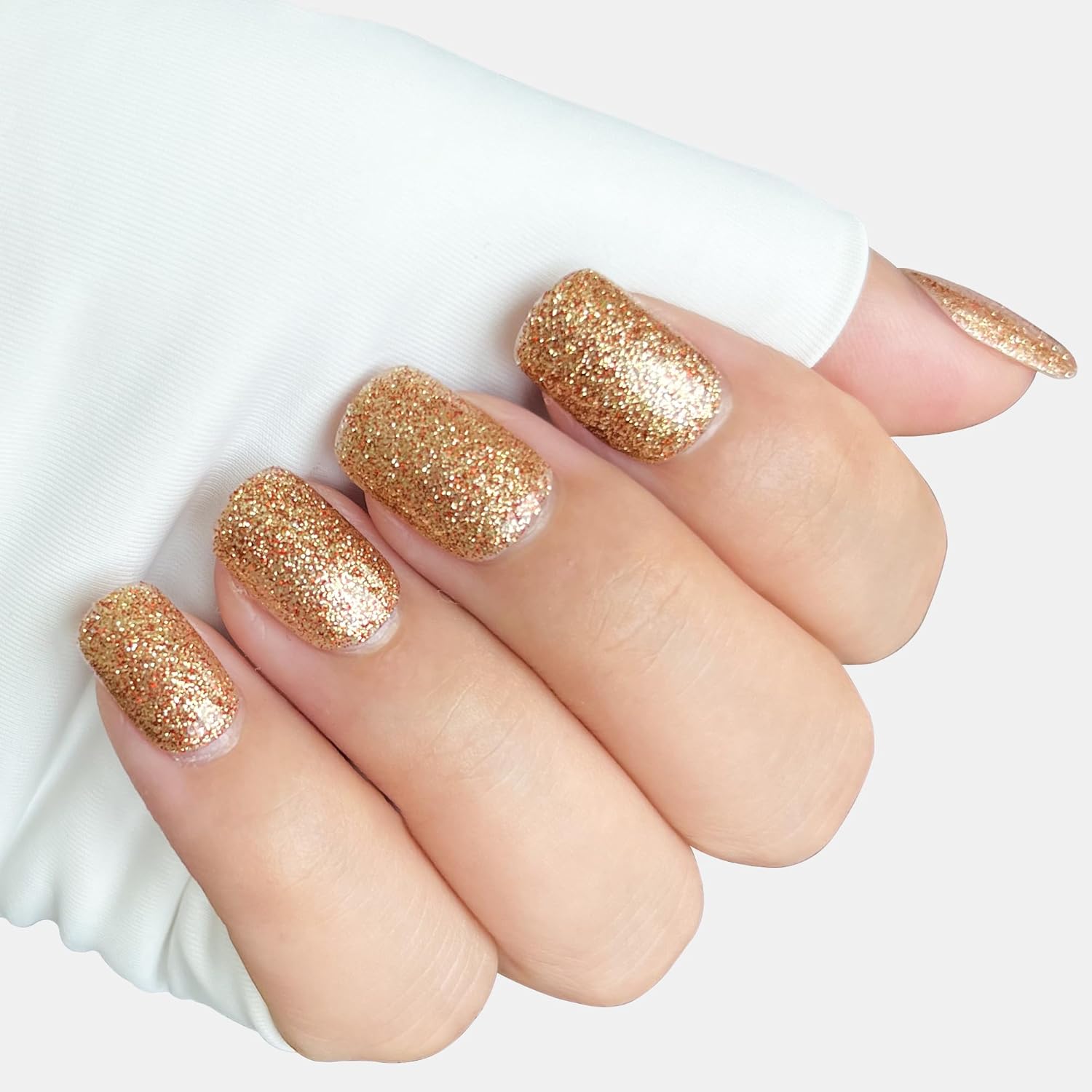 Sparkling Gold Glitter Square Press-On Nails Acrylic Fake Nails - Free Shipping