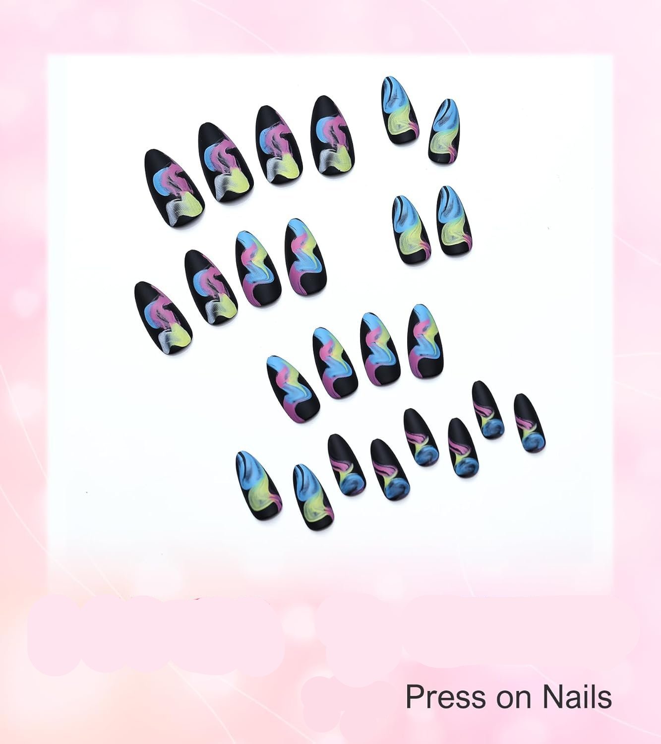 Elegant Black Medium Matte Stiletto Press-On Fake Nails–Trendy Artificial Manicure for Effortless Style-Free Shipping