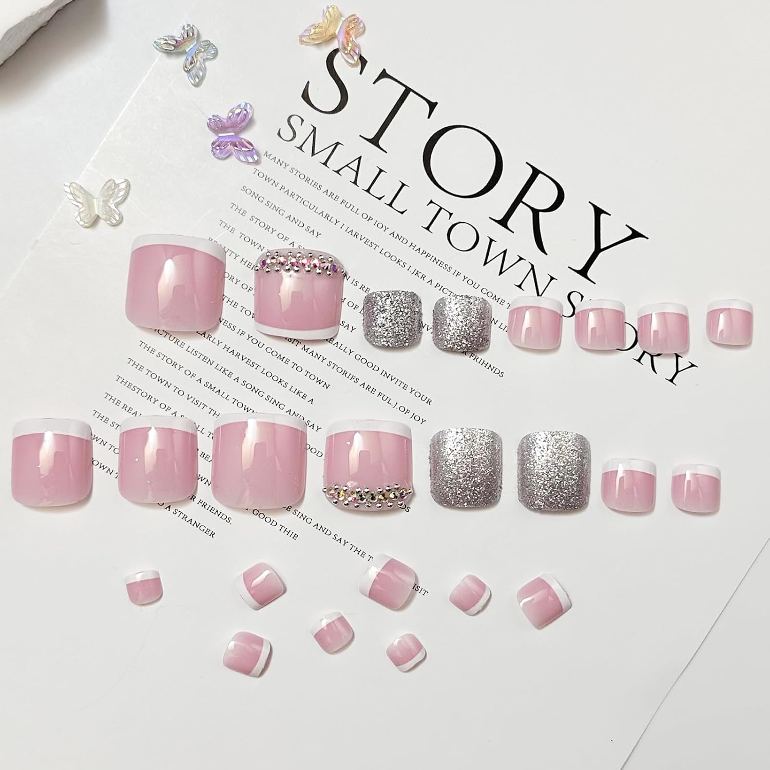 Fashionable Press-On Toenails Trendy Full Cover Designs Acrylic Fake Nails-Free Shipping - Lady Luana Luxe Nails