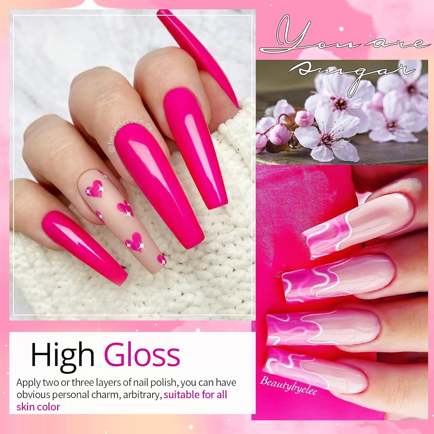 Sweet Pink 6 Set Gel Nail Polish Long-Lasting Manicure Essentials-Free Shipping - Lady Luana Luxe Nails