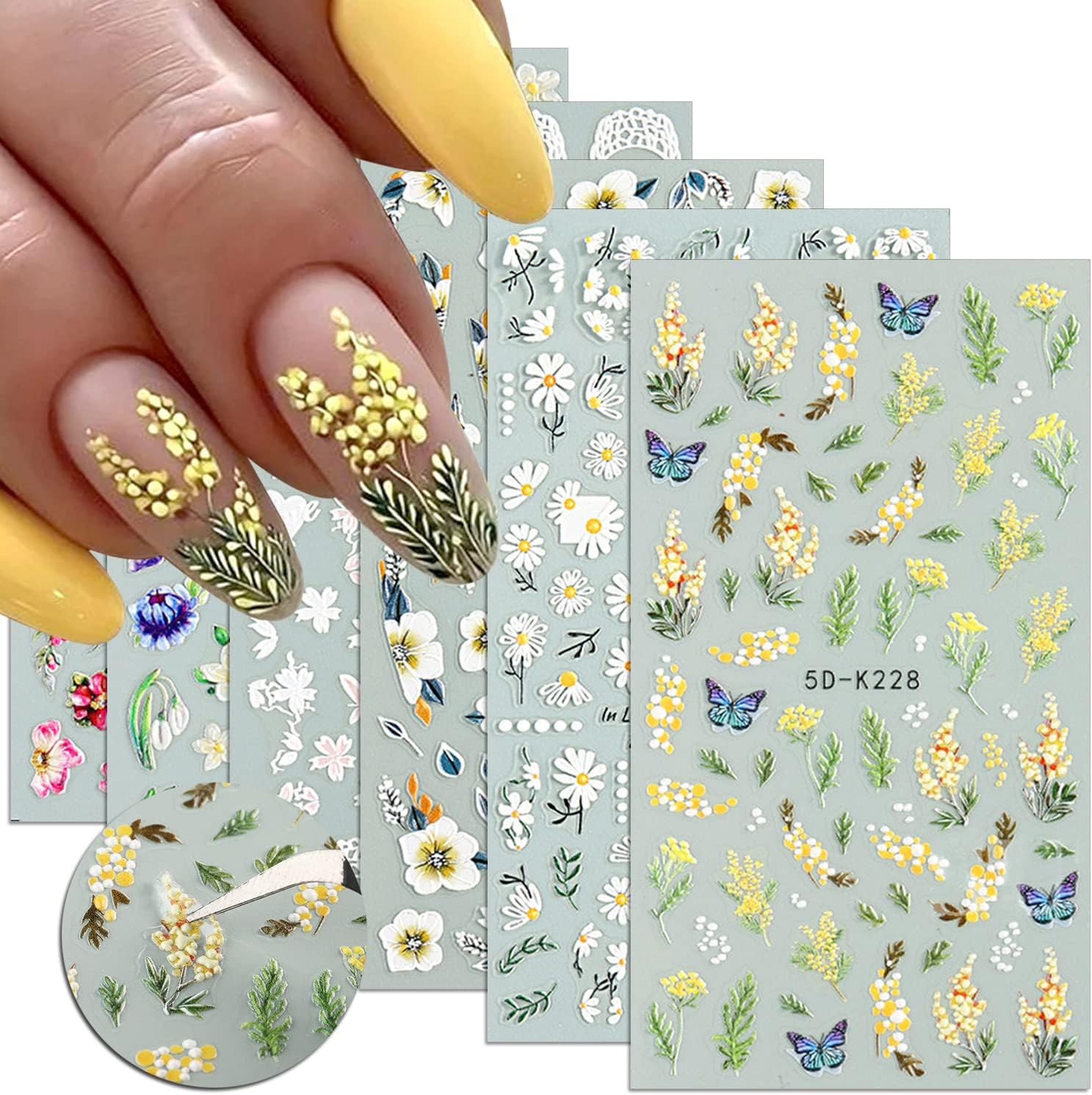 Floral Butterfly 5-D Nail Art Stickers - Self-adhesive Luxurious Decorations, Free Shipping - Lady Luana Luxe Nails