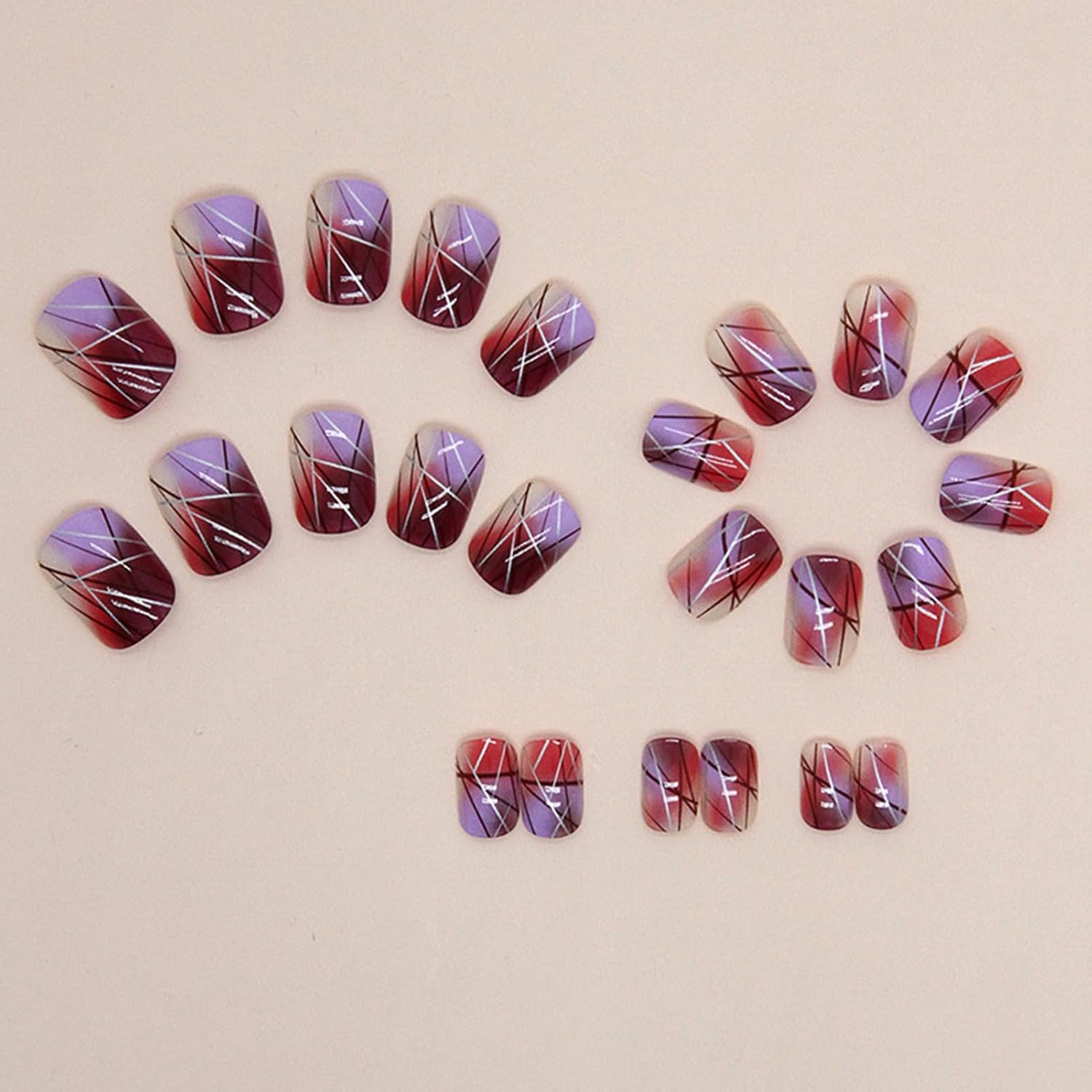 Chic Gradient Glossy Press-On Nails Short Square Acrylic False Nails - Free Shipping