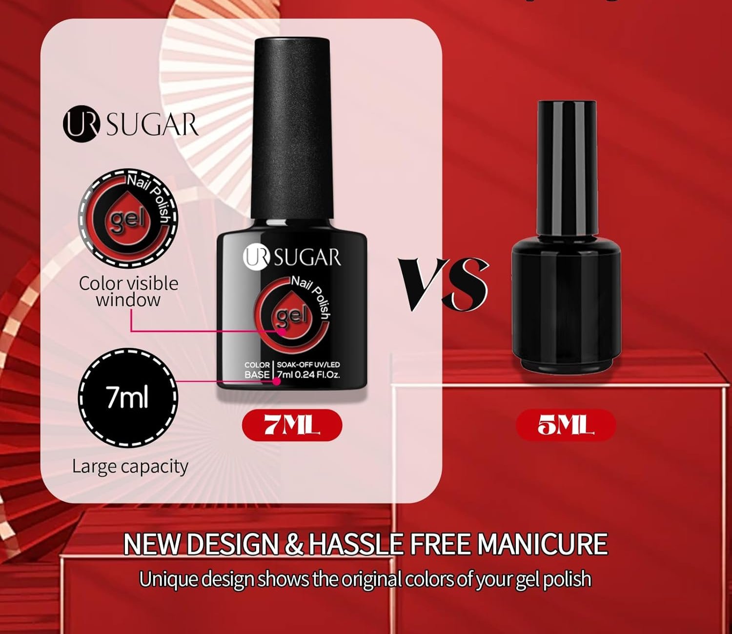 Red Glitter & Gloss Gel Nail Polish Long -Lasting Manicure Essentials-Free Shipping - Lady Luana Luxe Nails