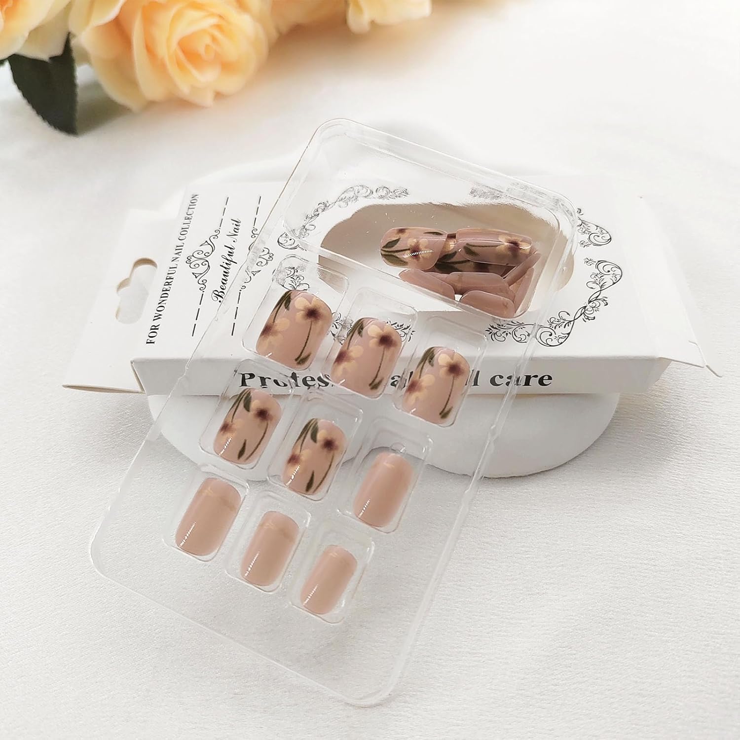 Autumn Leaf Floral Press-On Nails Acrylic Fake Nails Kit Full Cover-Free Shipping