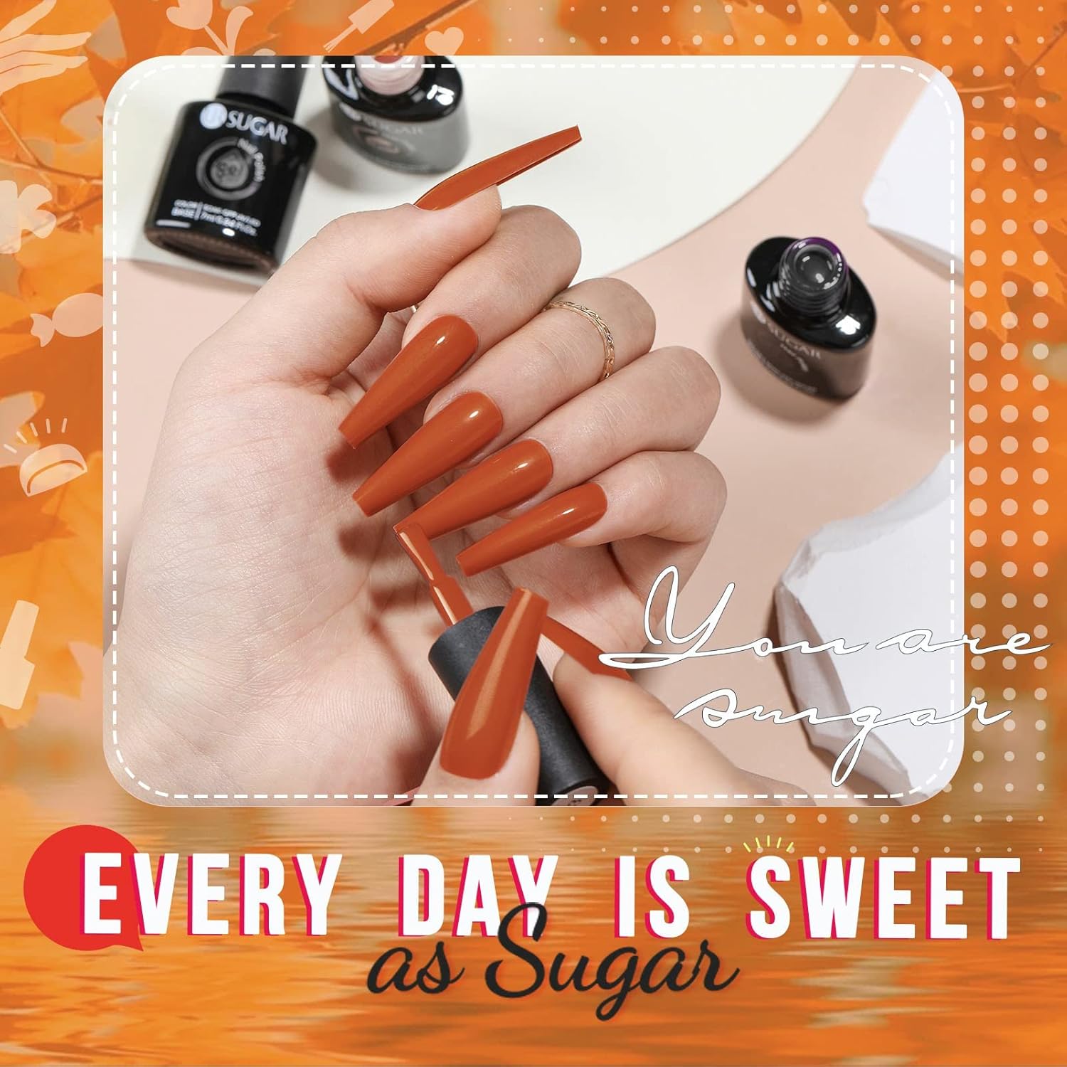 Autumn Maple Sparkle Shiny Glitter Gel Nail Polish Long-Lasting Manicure Essentials-Free Shipping - Lady Luana Luxe Nails